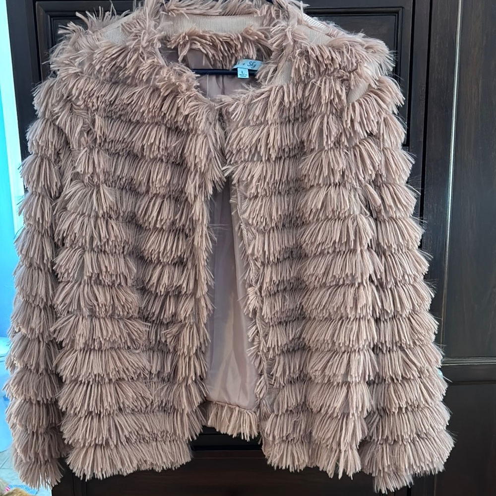 Women's Beige Fringe Jacket
